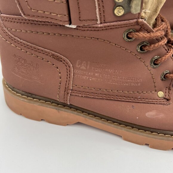 Mens CAT Brown Oil-Resistant Leather Work Boots Size 10 Durable main image 7